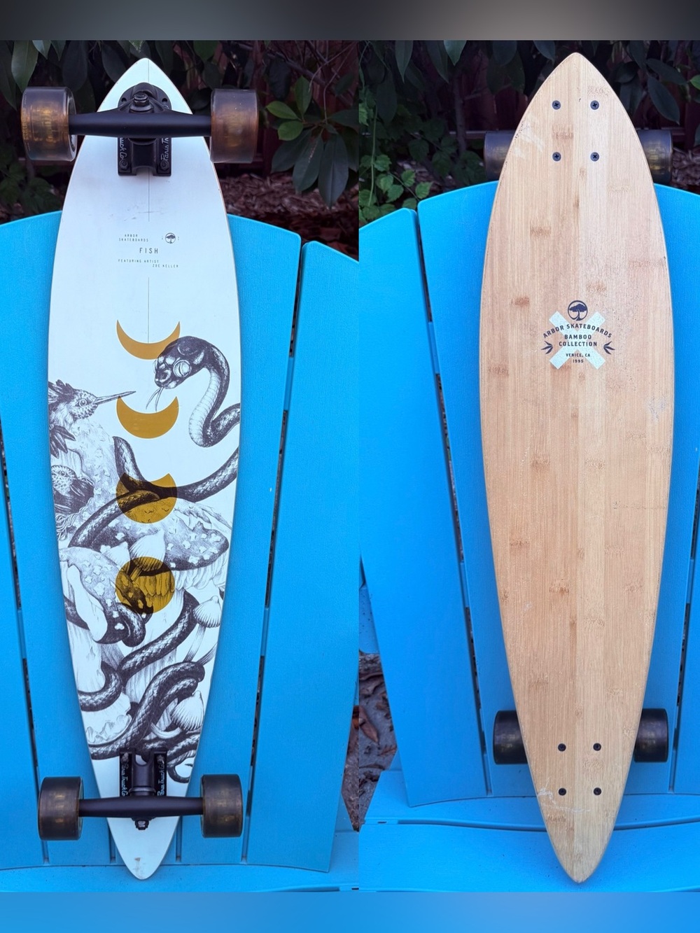 Arbor Collective Fish Bamboo 37” Complete Longboard Skateboard Artist Zoa Keller